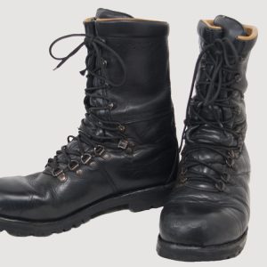 Austrian heavyweight black leather combat boots