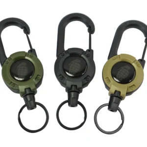 Heavy Duty Retractable Carabiner – Olive Green/Black
